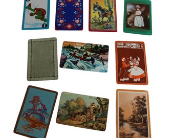 Lot of 10 Vintage Swap Playing Cards Animals People Canasta