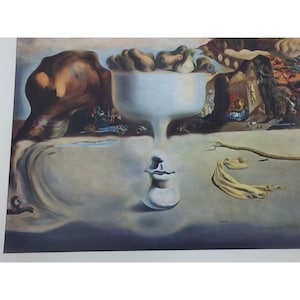 Apparition of Face and Fruit Dish on Beach Print Vintage Salvador Dali 25497