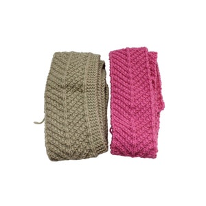 2 Herringbone Knit Strips Vintage Tan Pink 89024