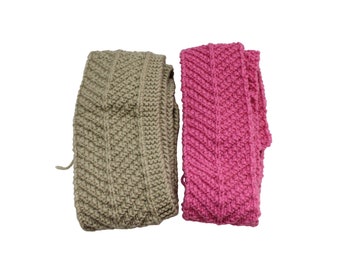 2 Herringbone Knit Strips Vintage Tan Pink 89024