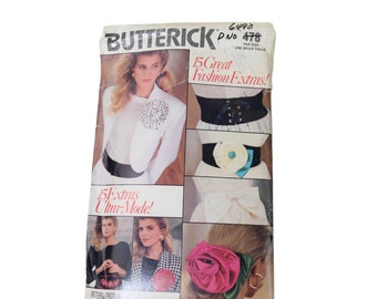 Butterick 478 Sewing Pattern UNCUT Accessories Belt Hair Flower Vintage 91254