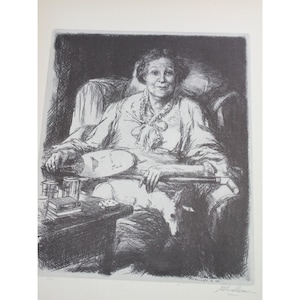 John Sloan Print Mother Vintage 89038 Elderly Woman Old Lady Fan Sitting Seated