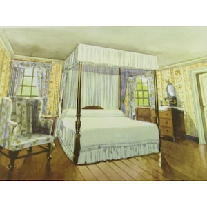 Vintage carte postale 51628 Mount Vernon Président George Washington Bed Chamber