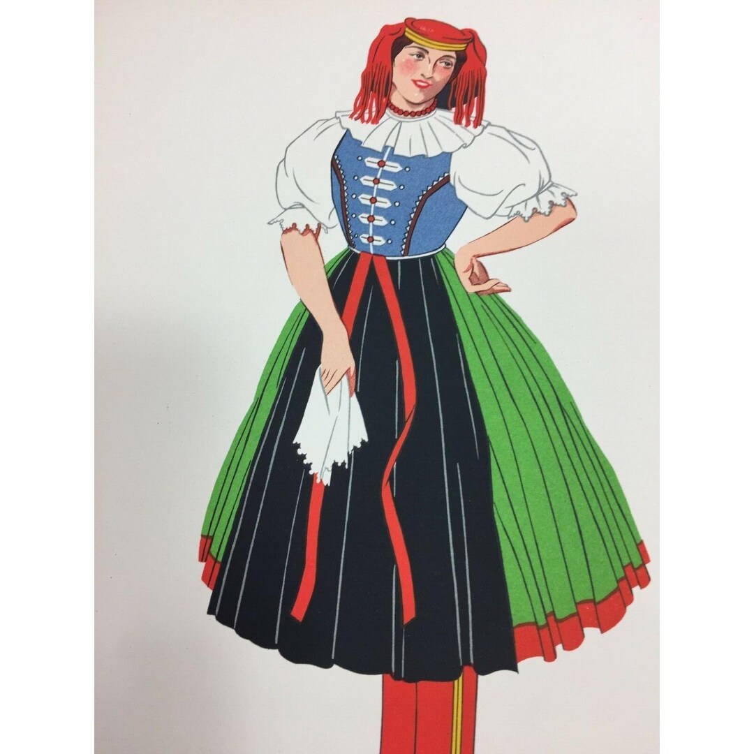 Dancer Rimoc Young Girl Rimoc Hungary Costume Dress Print 1939 26200 Vintage - Etsy