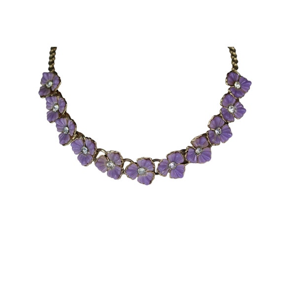 Lilac Flower Necklace Lavendar Vintage Purple Flo… - image 1