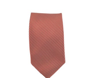 Seigo Custom Made Necktie New York Red White Stripe Silk Japan 94306 Hand
