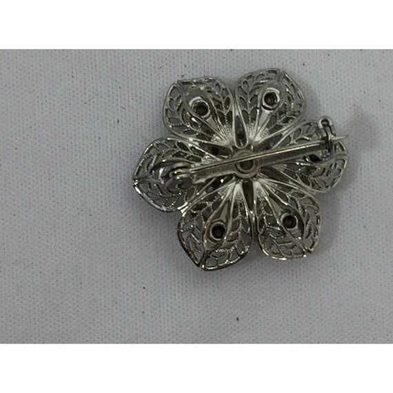 Vintage Rhinestone Cluster Brooch Pin Clear Silvertone 26221