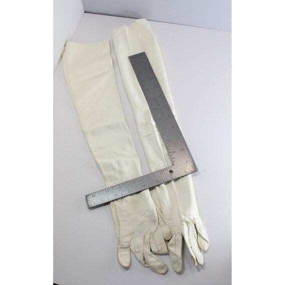 Antique Gant Chanut Kid Opera Gloves Kidd White S… - image 9