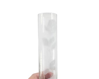 Etched Rose Glass Bud Vase Vintage 94796
