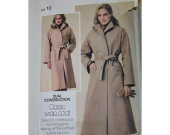 Butterick 3925 Sewing Pattern Classic Wrap Coat Vintage Ladies 91236 Size 12