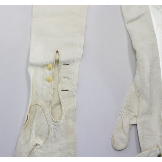Antique Gant Chanut Kid Opera Gloves Kidd White S… - image 5