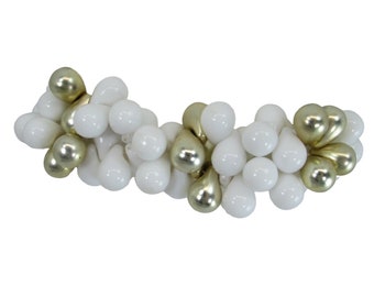 Vintage White Gold Tone Beaded Stretch Bracelet  52642 Tear drop Beads