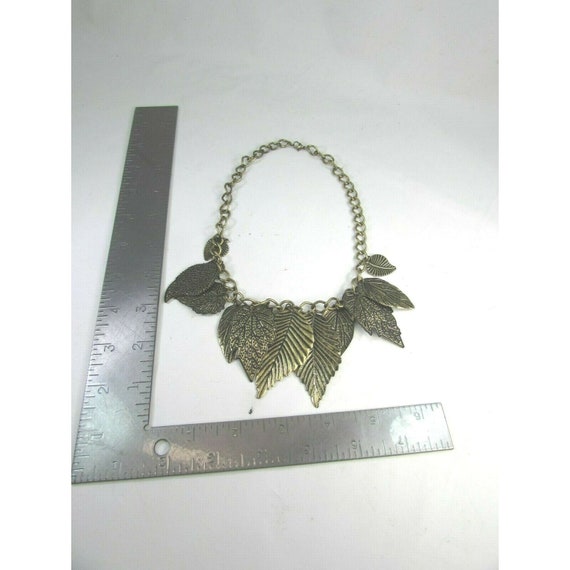 Antiqued Gold Tone Leaf Necklace Leaves Goldtone … - image 5