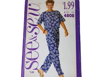 See Sew Ladies Top & Pants Pattern Size XS S M L XL Cut Vintage 1990 91269