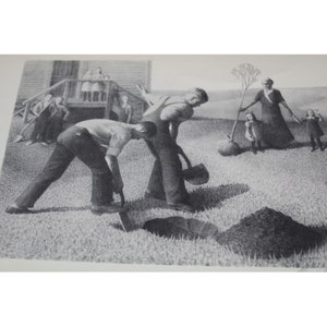 Grant Wood Print Vintage 89208 Tree Planting Group