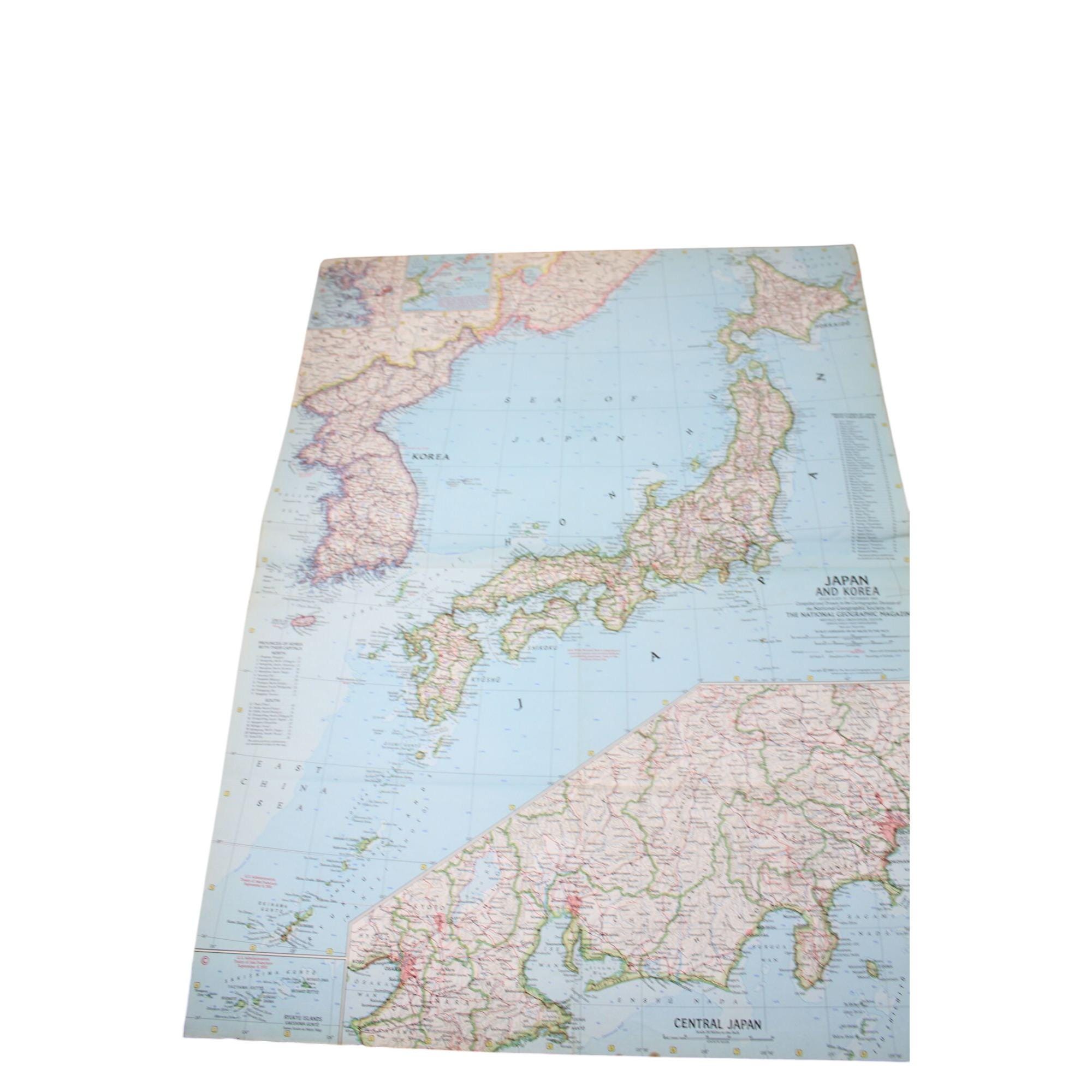 National Geographic Map Japan Korea 1960 Vintage 93301 - Etsy