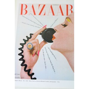 Harpers Bazaar December 1958 Magazine Cover Print Vintage