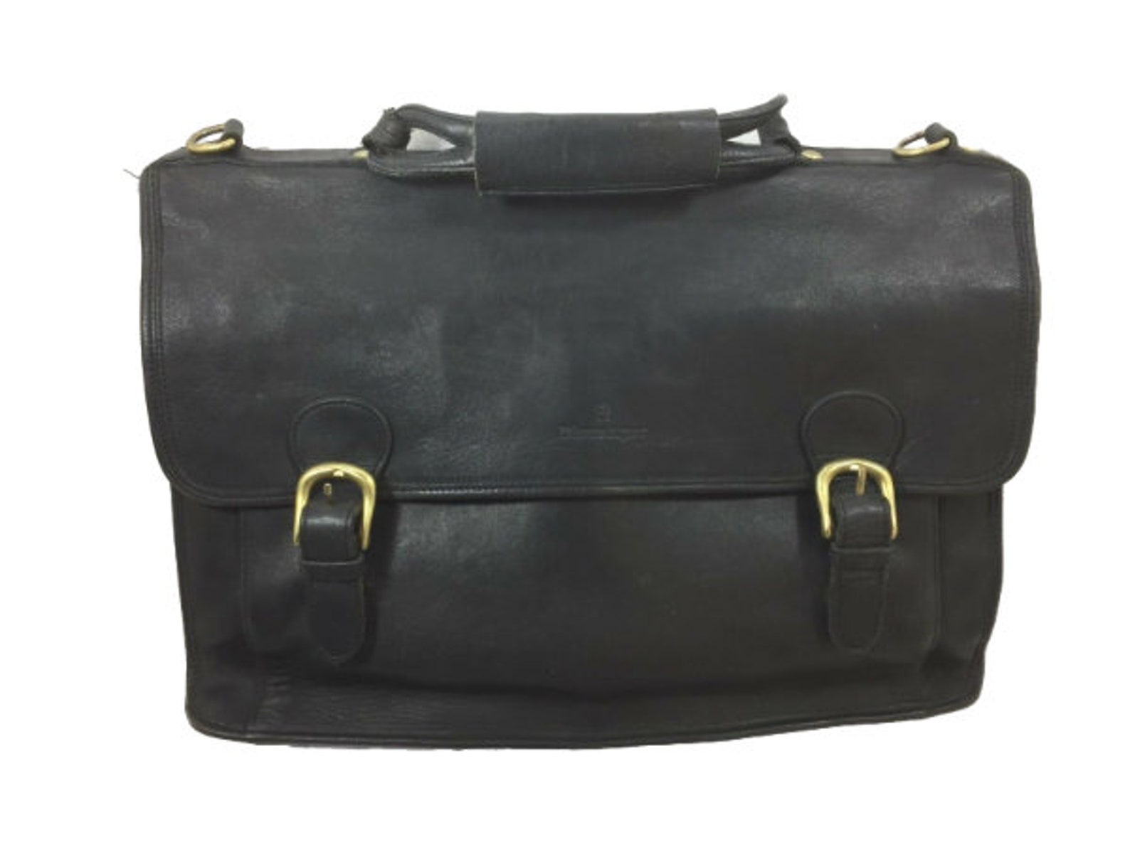 Vintage Etienne Aigner Black Leather Briefcase Messenger Bag | Etsy