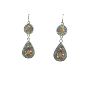 Ethnic Indian India Drop Dangle Pierced Earrings Silver Tone Paisley 52621