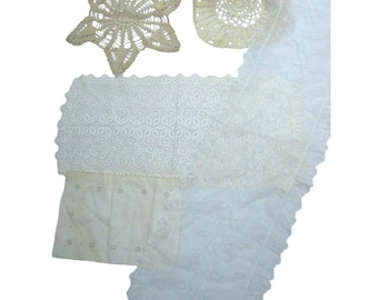 Lot 5 vintage onderleggers kleedje gehaakt gehaakt katoen 31840 wit gebroken ivoor
