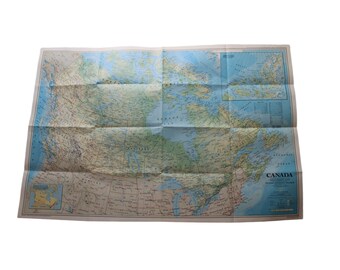 Vintage Landkarte Kanada Kanadas Urlaubland National Geografisch 1985 54849