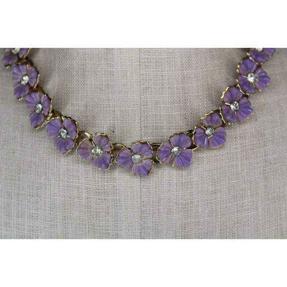 Lilac Flower Necklace Lavendar Vintage Purple Flo… - image 2