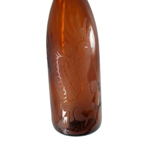 Large Eagle Etched Brown Glass Bottle 55035