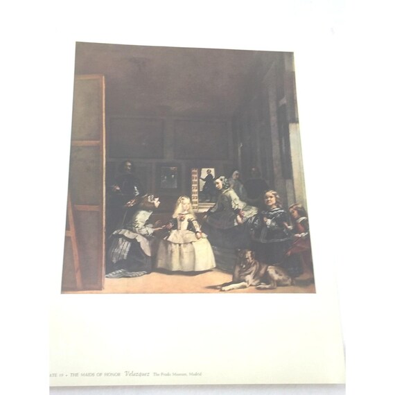 Vintage 1958 Velazquez “The Maids of Honor” Art Print Vintage 1958 Velazquez “The Maids of Honor” Art Print
