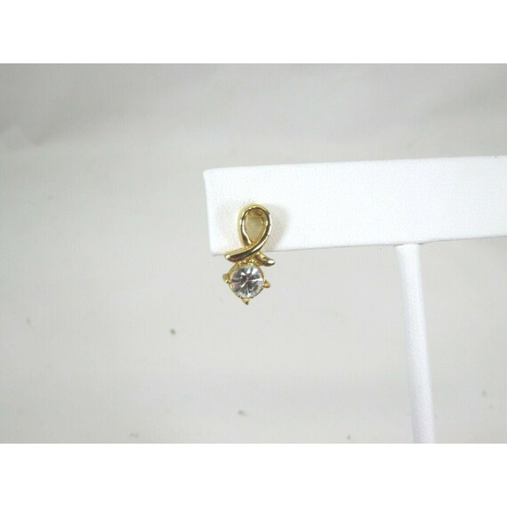 Boucles D'oreilles Clous Vintage - Ton Or Avec Faux Diamants En éventail - Occasion