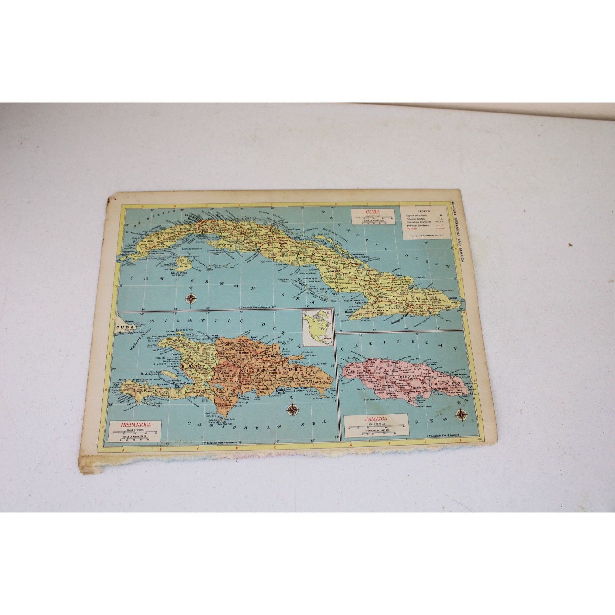 Cuba Hispaniola Jamaica Map Vintage World Atlas 90871 - Etsy
