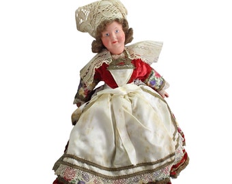 Poupée Vintage En Celluloïd Bretagne - Années 1950 - Hauteur 28 Cm - Marque Petitcollin