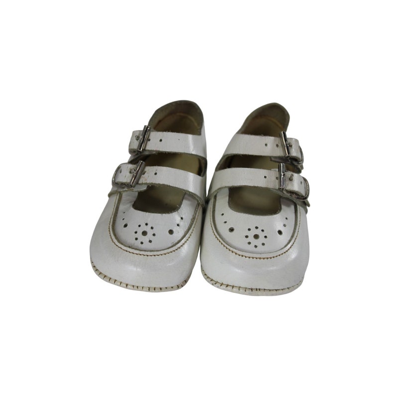 Mary Jane Baby Shoes White Vintage Double Strap 55024 Leather Etsy