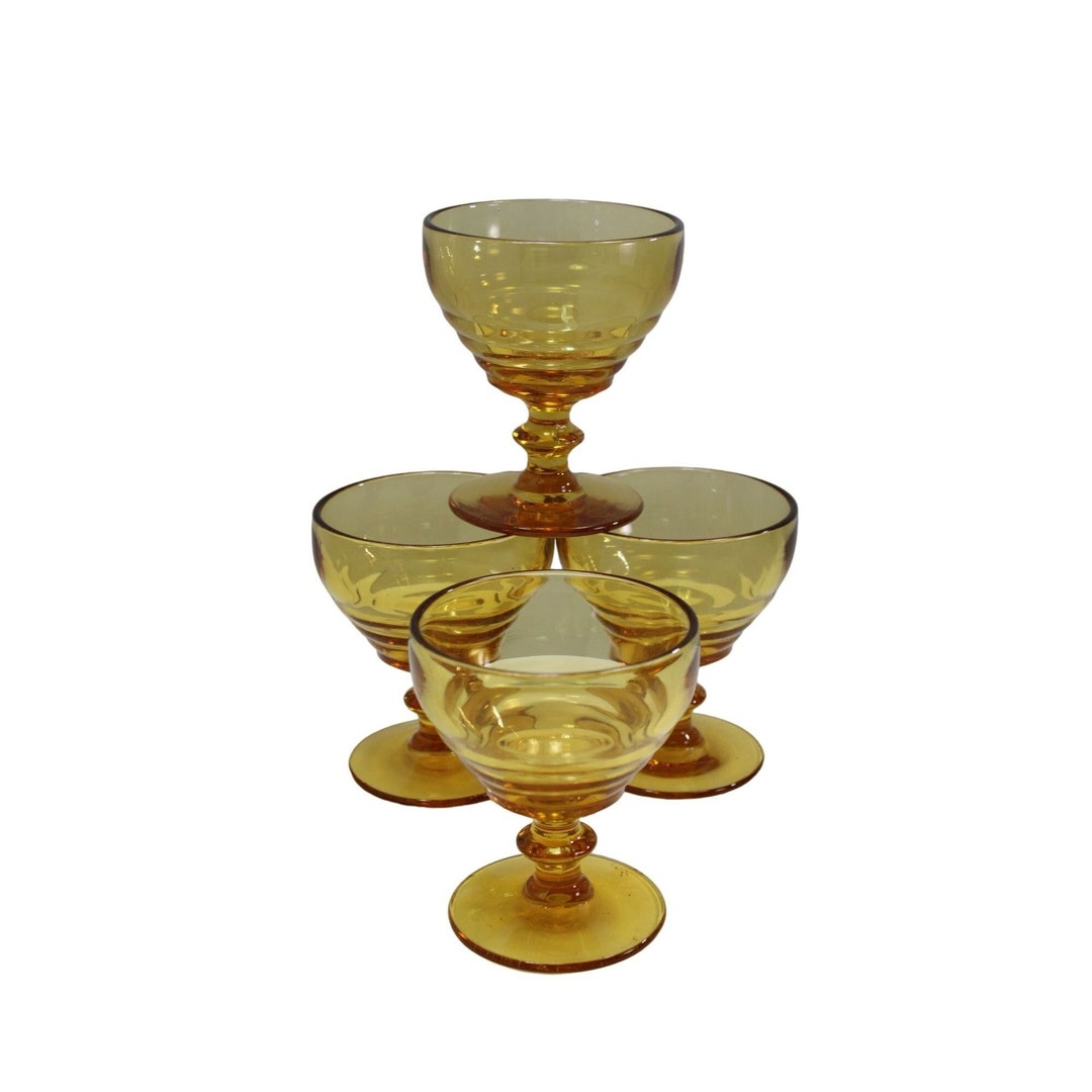 Amber Sherbert Glass Set 4 Vintage Beehive 88943 Stacked Rings - Etsy UK