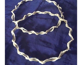 Vintage Bead Wrapped Silvertone Circular Handbag Handles Set of 2 20578 Round