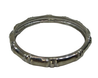 Bracelet jonc vintage en bambou argenté, ton argent 48338