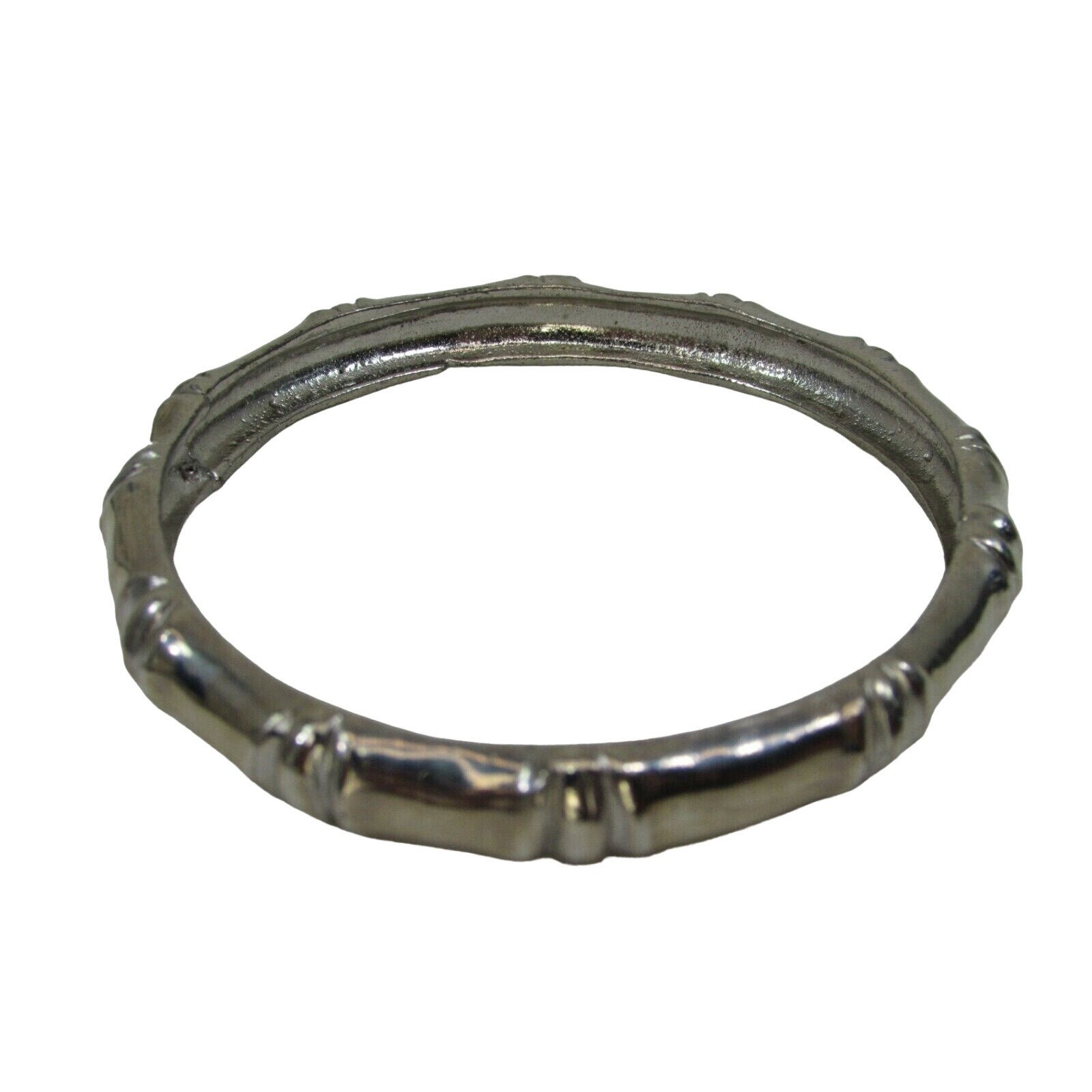 Vintage Silvertone Bamboo Bangle Bracelet Silver Tone 48338