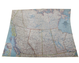 1966 National Geographic Map Western Canada Vintage 94244