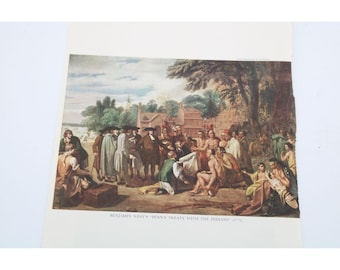 Benjamin West Penns Treaty with the Indians Print Vintage 94295