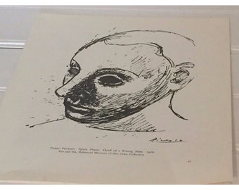 Vintage Pablo Picasso Head of a Toung Man Print Black White 20622