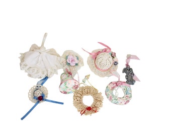 Lot Victorian Cottage Christmas Ornaments Chic Shabby Pink core 91052