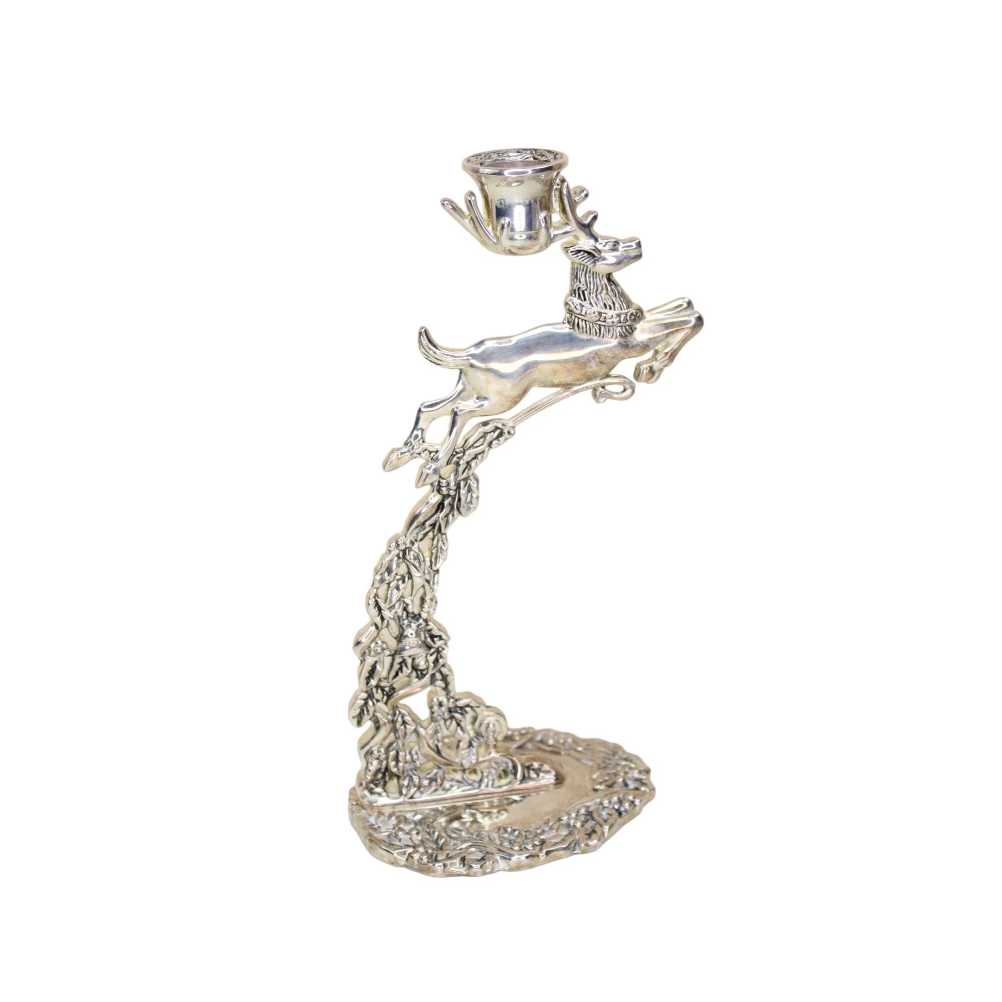 Candélabre vintage cerf/cerf plaqué argent Godinger - France