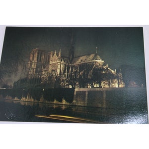 Notre Dame en la noche París Postal Vintage 77963 Sin publicar