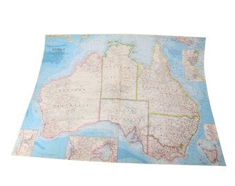 1963 National Geographic Map Australia Vintage 93998