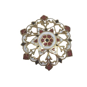 Vintage Enamel Brooch Pin Round Medallion 24871