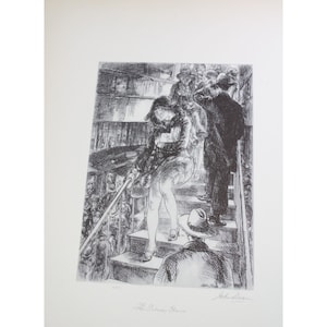 John Sloan Print The Subway Stairs Vintage 89037 Woman Walking Downstairs