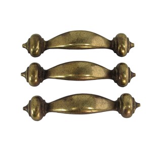 3 Vintage Keeler Brass Drawer Pull Door Cabinet 28818