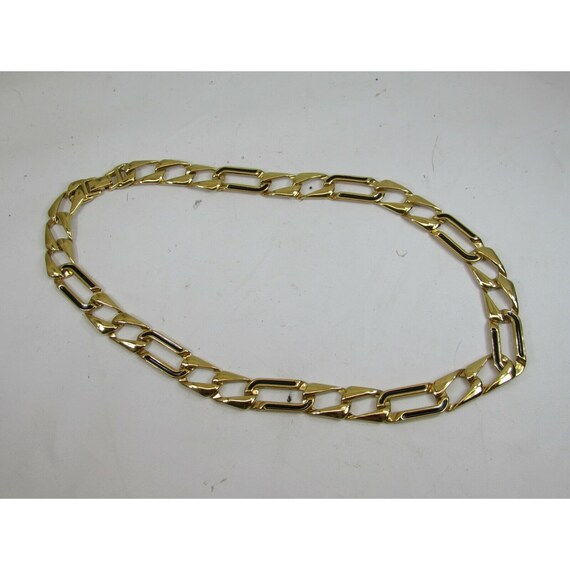 Vintage Monet Gold Black Curb Chain Necklace Tone… - image 4