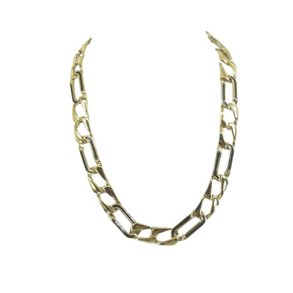 Vintage Monet Gold Black Curb Chain Necklace Tone… - image 1