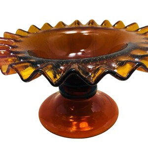 Taste of Home Entertaining Amber Glass Ruffled Edge Fruit Serving Bowl 22716
