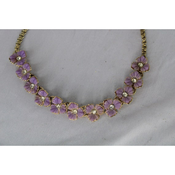 Lilac Flower Necklace Lavendar Vintage Purple Flo… - image 3